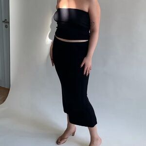 Djerf Avenue Midi Tube Skirt Liquorice